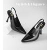 imageAnkis Slingback Kitten Heels for Women 39in Closed Pointed Toe High Heel Wedding Party Dress Shoes Womens PumpsBlack Patent Pu
