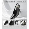 imageAnkis Slingback Kitten Heels for Women 39in Closed Pointed Toe High Heel Wedding Party Dress Shoes Womens PumpsBlack Patent Pu