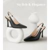 imageAnkis Slingback Kitten Heels for Women 39in Closed Pointed Toe High Heel Wedding Party Dress Shoes Womens PumpsBlack Pu
