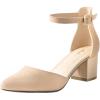imageAnkis Closed Toe Heels for Women Black Nude Gold Silver Pointed Toe Heels Low Block Chunky Women Pumps with Ankle Strap 225 InchNude Suede