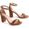 imageAnkis Heels for Women Open Toe Ankle Strap Chunky Heel Sandals 275 InchBrown Pu