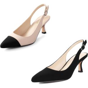 imageAnkis Slingback Heels for Women Closed Toe Womens Pumps Kitten Heel Wedding Party Casual Dress Shoes