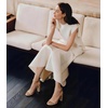 image:imageAnkis White Heels Wedding Shoes for Bride Women Chunky Heels Pearl High Heels Heeled Sandals 4 InchNude