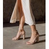 image:imageAnkis White Heels Wedding Shoes for Bride Women Chunky Heels Pearl High Heels Heeled Sandals 4 InchNude