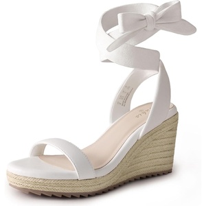 image:imageAnkis Womens Espadrilles Wedges Sandals Heels Open Toe Tie Lace Up Cute Ankle Strap Dressy Platform Wedges Sandals