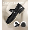 image:imageAnkis Mary Jane Flats for Women Low Block Heels Square Toe Ankle Strap Comfortable Business Office Pumps Dress Shoes 1Inch HeelBlack Pu