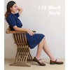 image:imageAnkis Mary Jane Flats for Women Low Block Heels Square Toe Ankle Strap Comfortable Business Office Pumps Dress Shoes 1Inch HeelBrown Pu
