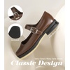 image:imageAnkis Mary Jane Flats for Women Low Block Heels Square Toe Ankle Strap Comfortable Business Office Pumps Dress Shoes 1Inch HeelBrown Pu
