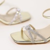 image:imageAnkis Kitten Heels Rhinestone Strappy Square Open Toe Gold Silver Ankle Strap Sandals for Women Wedding Party Prom Casual Dress Graduation Gift Comfort Shoes 25 InchGold Rhinestone