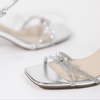 image:imageAnkis Kitten Heels Rhinestone Strappy Square Open Toe Gold Silver Ankle Strap Sandals for Women Wedding Party Prom Casual Dress Graduation Gift Comfort Shoes 25 InchSilver Rhinestone