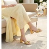 image:imageAnkis Women White Blue Gold Bow Square Open Toe Chunky Heel Wedding Sandals  Bow shape225inch heel adjustable ankle strap memory foam nonslip outsole allday comfort for wedding bride promGold