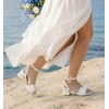 image:imageAnkis Women White Blue Gold Bow Square Open Toe Chunky Heel Wedding Sandals  Bow shape225inch heel adjustable ankle strap memory foam nonslip outsole allday comfort for wedding bride promWhite