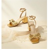 image:imageAnkis Women White Blue Gold Bow Square Open Toe Chunky Heel Wedding Sandals  Bow shape225inch heel adjustable ankle strap memory foam nonslip outsole allday comfort for wedding bride promGold
