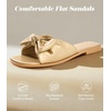 image:imageAnkis Womens Bow Flat Sandals Square Open Toe Dressy Comfortable Slides  Wedding Graduation Dressy Summer Beach Vacation Comfortable Slip On Slide SandalsGold