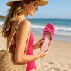 image:imageAnkis Womens Bow Flat Sandals Square Open Toe Dressy Comfortable Slides  Wedding Graduation Dressy Summer Beach Vacation Comfortable Slip On Slide SandalsHot Pink