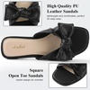image:imageAnkis Womens Bow Flat Sandals Square Open Toe Dressy Comfortable Slides  Wedding Graduation Dressy Summer Beach Vacation Comfortable Slip On Slide SandalsBlack