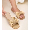 image:imageAnkis Womens Bow Flat Sandals Square Open Toe Dressy Comfortable Slides  Wedding Graduation Dressy Summer Beach Vacation Comfortable Slip On Slide SandalsGold