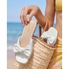 image:imageAnkis Womens Bow Flat Sandals Square Open Toe Dressy Comfortable Slides  Wedding Graduation Dressy Summer Beach Vacation Comfortable Slip On Slide SandalsWhite