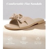 image:imageAnkis Womens Bow Flat Sandals Square Open Toe Dressy Comfortable Slides  Wedding Graduation Dressy Summer Beach Vacation Comfortable Slip On Slide SandalsNude