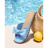 image:imageAnkis Womens Bow Flat Sandals Square Open Toe Dressy Comfortable Slides  Wedding Graduation Dressy Summer Beach Vacation Comfortable Slip On Slide SandalsBlue