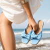 image:imageAnkis Womens Bow Flat Sandals Square Open Toe Dressy Comfortable Slides  Wedding Graduation Dressy Summer Beach Vacation Comfortable Slip On Slide SandalsBlue