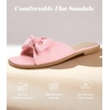 image:imageAnkis Womens Bow Flat Sandals Square Open Toe Dressy Comfortable Slides  Wedding Graduation Dressy Summer Beach Vacation Comfortable Slip On Slide SandalsPink