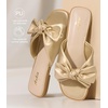 image:imageAnkis Womens Bow Flat Sandals Square Open Toe Dressy Comfortable Slides  Wedding Graduation Dressy Summer Beach Vacation Comfortable Slip On Slide SandalsGold
