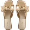 image:imageAnkis Womens Bow Flat Sandals Square Open Toe Dressy Comfortable Slides  Wedding Graduation Dressy Summer Beach Vacation Comfortable Slip On Slide SandalsGold