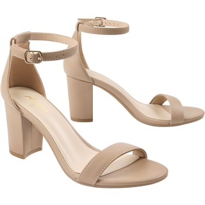 image:imageAnkis Heels for Women Open Toe Ankle Strap Chunky Heel Sandals 275 InchBeige Pu