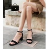 image:imageAnkis Women Black Nude Silver Open Toe Low Block Chunky Heel Sandals Daily  225inch heel adjustable ankle strap cushioned insole nonslip outsole allday comfort for daily wedding bridal promBlack Suede