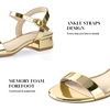 image:imageAnkis Women Nude Black White Open Toe 1 Inch Block Low Heel Sandals Daily  1inch block heel adjustable ankle strap foam padded nonslip rubber sole allday comfort for daily graduation weddingGold Pu