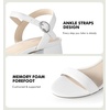 image:imageAnkis Women Nude Black White Open Toe 1 Inch Block Low Heel Sandals Daily  1inch block heel adjustable ankle strap foam padded nonslip rubber sole allday comfort for daily graduation weddingWhite Pu