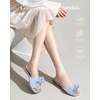 image:imageAnkis Womens Pleated Bow Flat Sandals Square Open Toe Dressy Slides  Wedding Graduation Dressy Summer Beach Vacation Comfortable Flat SandalsBlue