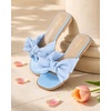 image:imageAnkis Womens Pleated Bow Flat Sandals Square Open Toe Dressy Slides  Wedding Graduation Dressy Summer Beach Vacation Comfortable Flat SandalsBlue