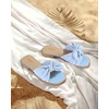 image:imageAnkis Womens Pleated Bow Flat Sandals Square Open Toe Dressy Slides  Wedding Graduation Dressy Summer Beach Vacation Comfortable Flat SandalsBlue
