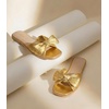 image:imageAnkis Womens Pleated Bow Flat Sandals Square Open Toe Dressy Slides  Wedding Graduation Dressy Summer Beach Vacation Comfortable Flat SandalsGold