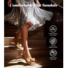 image:imageAnkis Womens Pleated Bow Flat Sandals Square Open Toe Dressy Slides  Wedding Graduation Dressy Summer Beach Vacation Comfortable Flat SandalsGold