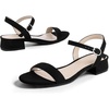 image:imageAnkis Women Nude Black White Open Toe 1 Inch Block Low Heel Sandals Daily  1inch block heel adjustable ankle strap foam padded nonslip rubber sole allday comfort for daily graduation weddingBlack Suede