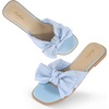 image:imageAnkis Womens Pleated Bow Flat Sandals Square Open Toe Dressy Slides  Wedding Graduation Dressy Summer Beach Vacation Comfortable Flat SandalsBlue