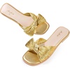 image:imageAnkis Womens Pleated Bow Flat Sandals Square Open Toe Dressy Slides  Wedding Graduation Dressy Summer Beach Vacation Comfortable Flat SandalsGold