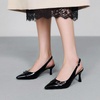 image:imageAnkis Womens Patent Slingback Kitten Heels 275in Pointed Toe Dress Pumps  Glossy patent upper Unique strap decor Soft comfortable lining Nonslip outsole Office bridal party casual night out wearBlack Patent