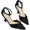 image:imageAnkis Closed Toe Kitten Heels for Women Bow Stiletto Dress Wedding Heels  Bow Kitten Heels 3Inch Wine Glass Heels Pointed Closed Toe Dress Wedding Party ShoesBlack Suede