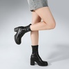 image:imageAnkis Womens Ankle Gogo Boots Platform Chunky Heel Y2K Side Zipper  Stable 285in chunky heels Square toe booties Elastic PU 70s gogo style Daily wear disco Halloween amp cosplay outfitsBlack Pu
