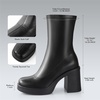 image:imageAnkis Womens Ankle Gogo Boots Platform Chunky Heel Y2K Side Zipper  Stable 285in chunky heels Square toe booties Elastic PU 70s gogo style Daily wear disco Halloween amp cosplay outfitsBlack Pu