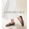 image:imageAnkis Womens Mary Jane Ballet Flats Mesh Jelly Fishnet Sandals  Mesh Flat Ballerina Flats Sandals Buckle Strap Mary Jane Comfy Causal Daily Dress ShoesBlack