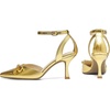 image:imageAnkis Closed Toe Kitten Heels for Women Bow Stiletto Dress Wedding HeelsGold Pu