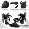 image:imageAnkis Wedding Closed Toe Heels for Women 225Inch Low Block Chunky HeelsBlack Pu