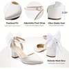 image:imageAnkis Wedding Closed Toe Heels for Women 225Inch Low Block Chunky HeelsWhite Pu