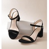 image:imageAnkis Women Nude Black White Open Toe 1 Inch Block Low Heel Sandals DailyBlack Nubuck