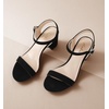 image:imageAnkis Women Nude Black White Open Toe 1 Inch Block Low Heel Sandals DailyBlack Nubuck